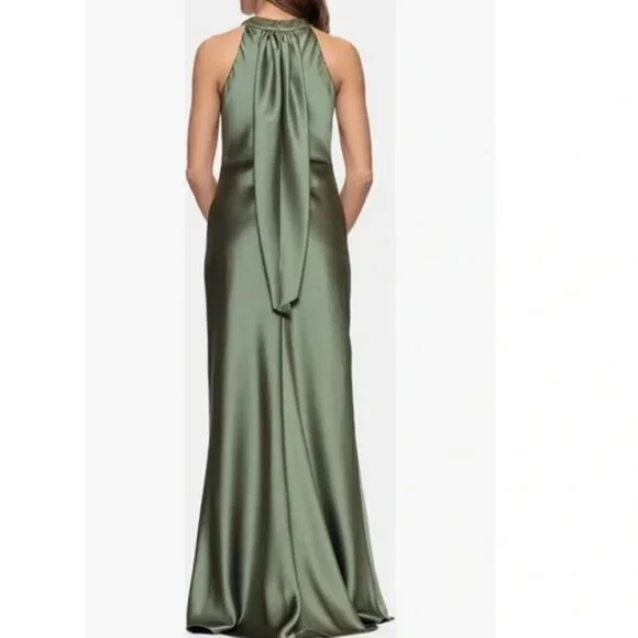 xscape halter dresses Xscape Evenings Women's Halter Neck Satin Trumpet Gown - Green main image 0